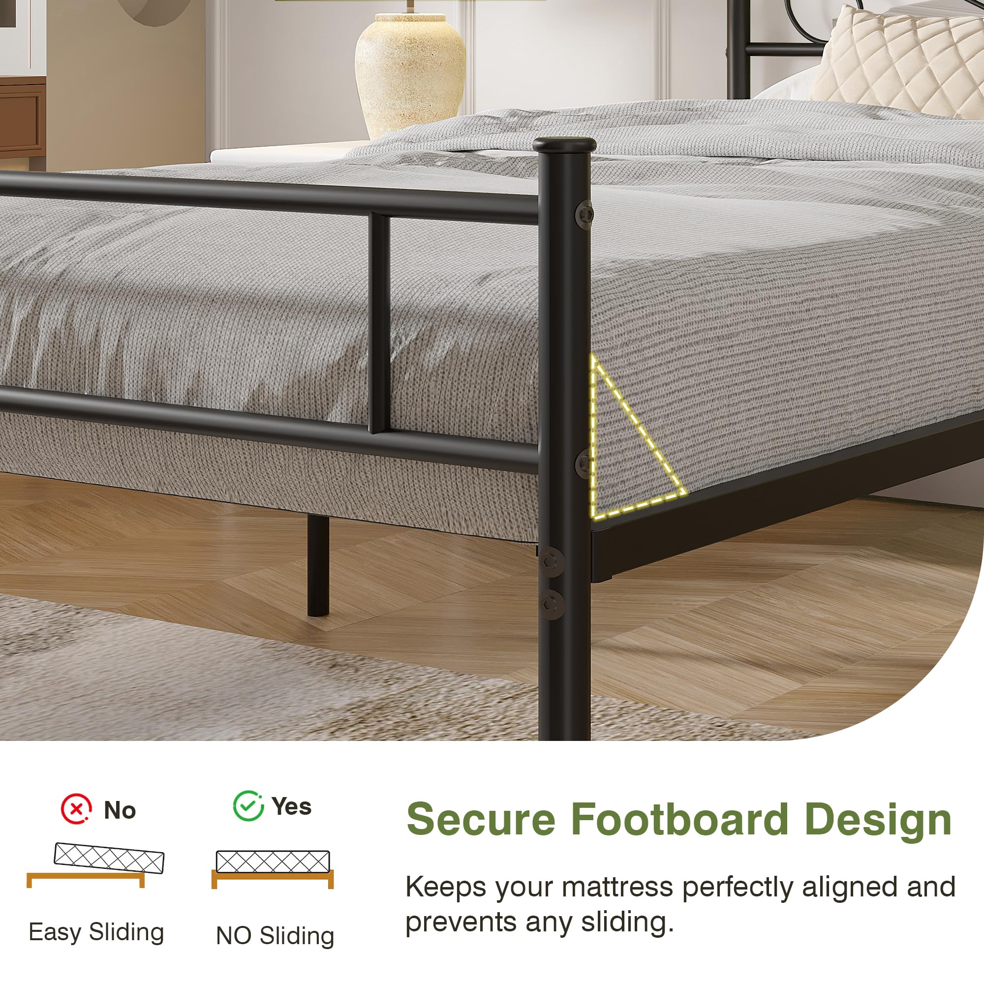 Amazon.com: VECELO Metal Platform Bed Frame with Headboard